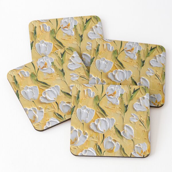 Item preview, White Tulip Impasto on Yellow designed and sold by Nicholas Panek.