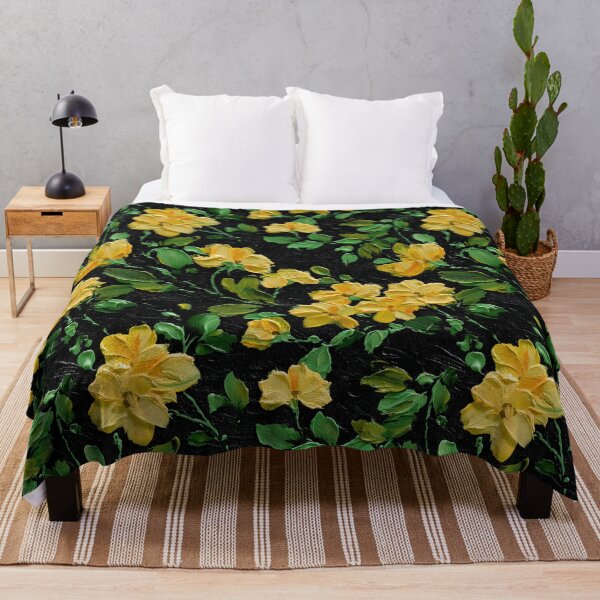 Item preview, Yellow Impasto Flowers on Black designed and sold by Nicholas Panek.
