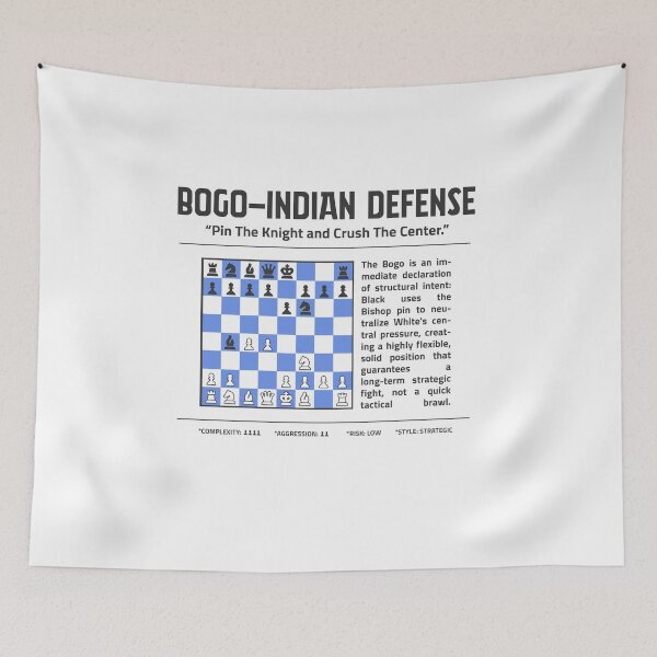Item preview, BOGO-INDIAN DEFENSE Chess T-Shirt | Pin The Knight. Crush The Center. designed and sold by Sorcend.