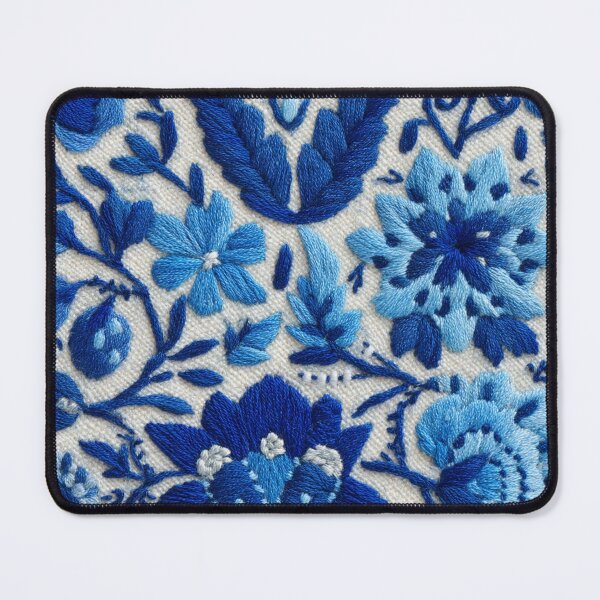 Item preview, Blue Floral Faux Embroidery Pattern designed and sold by Nicholas Panek.
