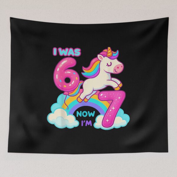 Item preview, I Was Six Now I'M Seven Dabbing Unicorn 67 Meme 7Th Birthday designed and sold by facegm.
