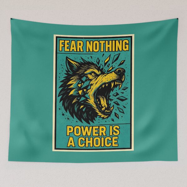 Item preview, Fear Nothing, Power Is a Choice | Roaring Wolf Motivational poster designed and sold by Fnideq.