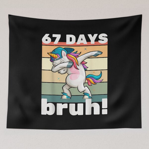 Item preview, 67 Days Of School Bruh Funny Meme Kids Boys Dabbing Unicorn designed and sold by facegm.