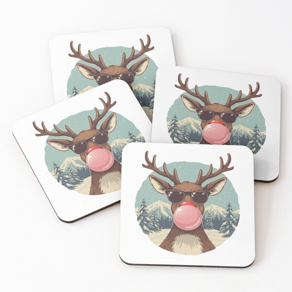 Item preview, Too Cool For Christmas, Retro Reindeer Blowing Bubblegum designed and sold by gillys.