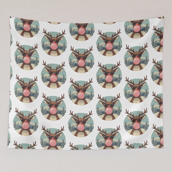 Item preview, Too Cool For Christmas, Retro Reindeer Blowing Bubblegum designed and sold by gillys.