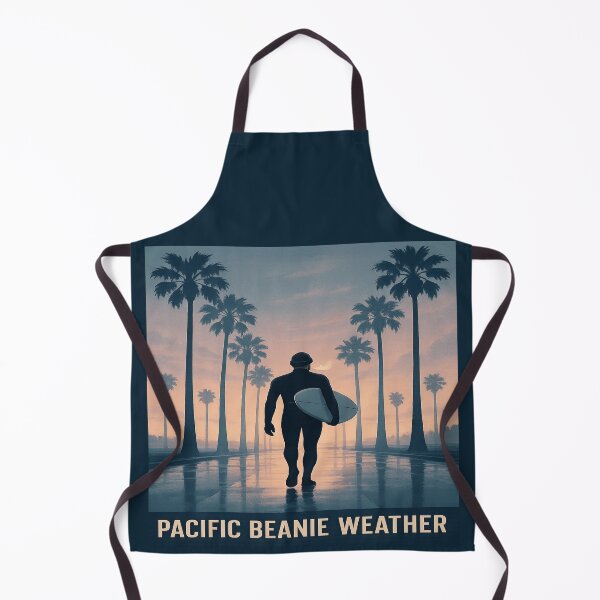 Item preview, Pacific Beanie Weather Surfer Sunset Art Print designed and sold by POD DYNASTY | Original Print On Demand T-Shirt Graphics.