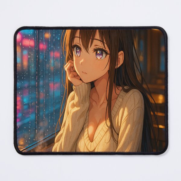 Item preview, Kawaii Anime Coffee Girl Pondering designed and sold by dewaaliverse.