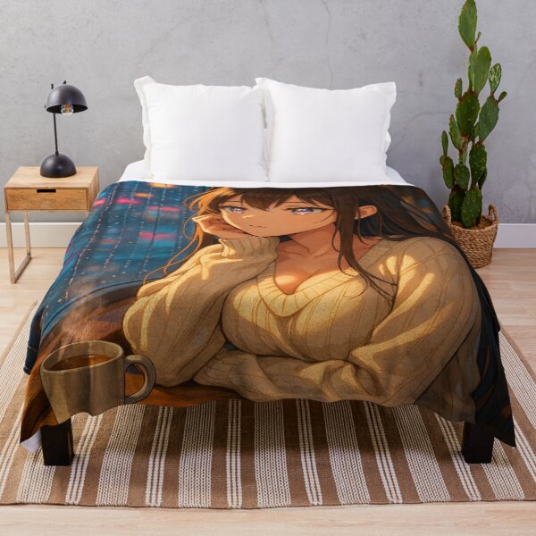 Item preview, Kawaii Anime Coffee Girl Pondering designed and sold by dewaaliverse.