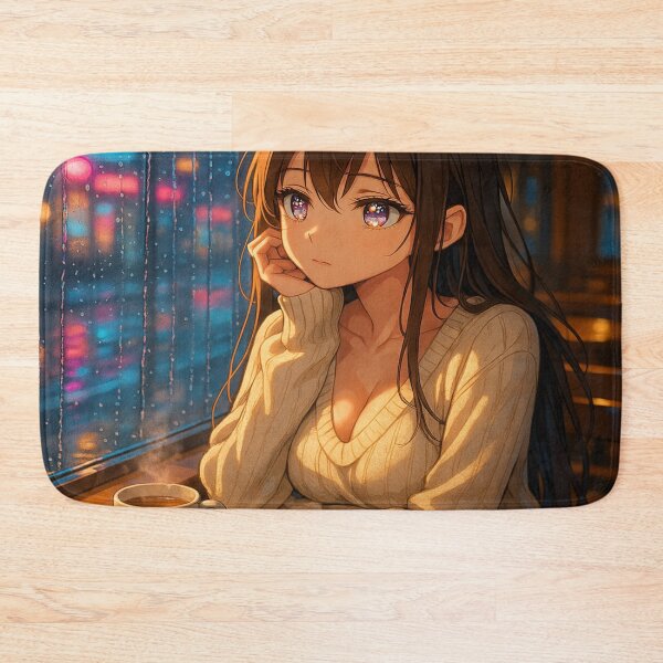 Item preview, Kawaii Anime Coffee Girl Pondering designed and sold by dewaaliverse.