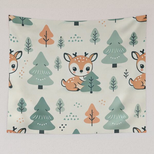 Item preview, Cozy Woodland Reindeer Christmas Forest – Seamless Holiday Pattern designed and sold by Oonward2021.