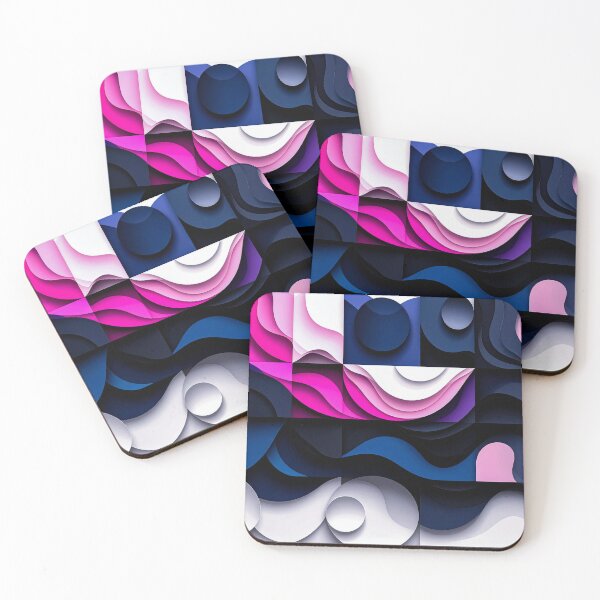 Item preview, Layered Color Rhythm – Pink & Navy Abstract Flow designed and sold by NizuCaCi.