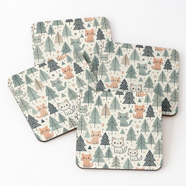 Item preview, Winter Whiskers Woodland Cats – Christmas Forest Seamless Pattern designed and sold by Dream Bloom Gallery.