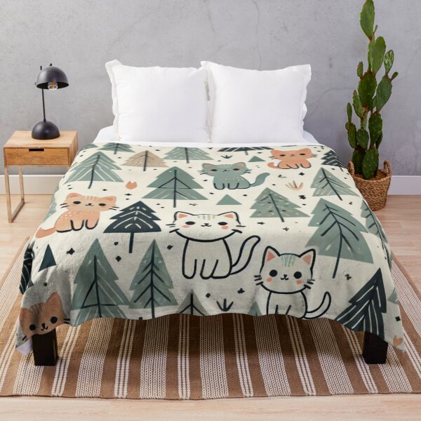 Item preview, Winter Whiskers Woodland Cats – Christmas Forest Seamless Pattern designed and sold by Oonward2021.