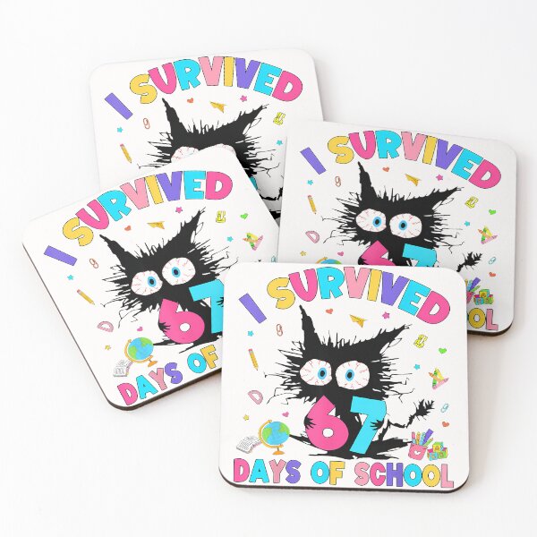 Item preview, I Survived 67 Days Of School Six Seven Meme Slang Black Cat designed and sold by TalalosART.