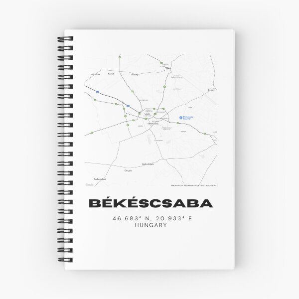 Item preview, Békéscsaba Hungary Map | Modern Minimalist Black & White Poster designed and sold by RM-Journey.