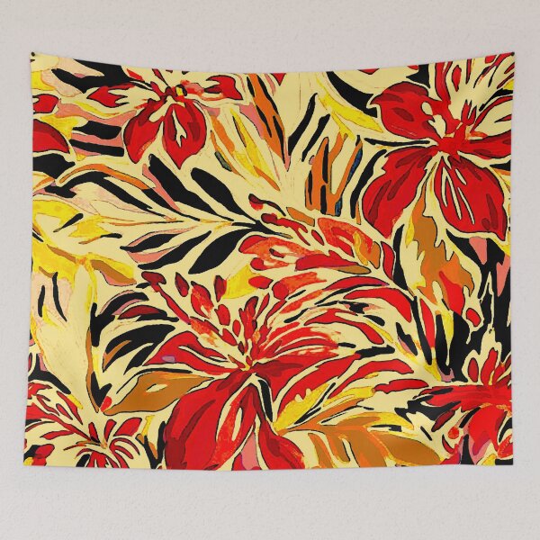 Item preview, Flower Abstract in Yellow, Red and Black designed and sold by ViaARTfactory.