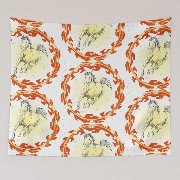 Item preview, Fire Horse with Golden Aura – Dynamic Sketch Illustration designed and sold by LumiConcept.