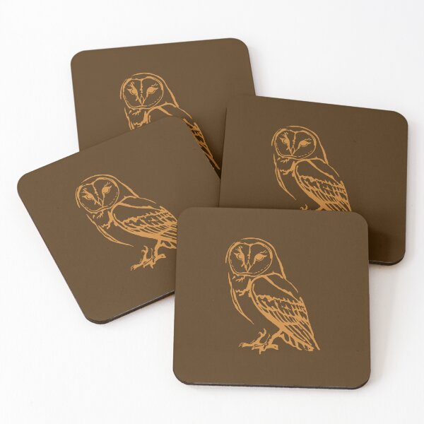 Item preview, Vintage Style Barn Owl Line Art – Warm Caramel Woodland Owl Illustration designed and sold by donwillisjrart.