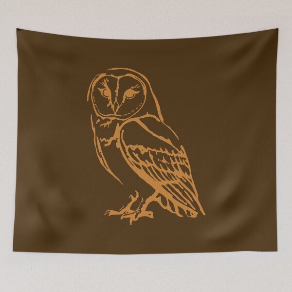 Item preview, Vintage Style Barn Owl Line Art – Warm Caramel Woodland Owl Illustration designed and sold by donwillisjrart.