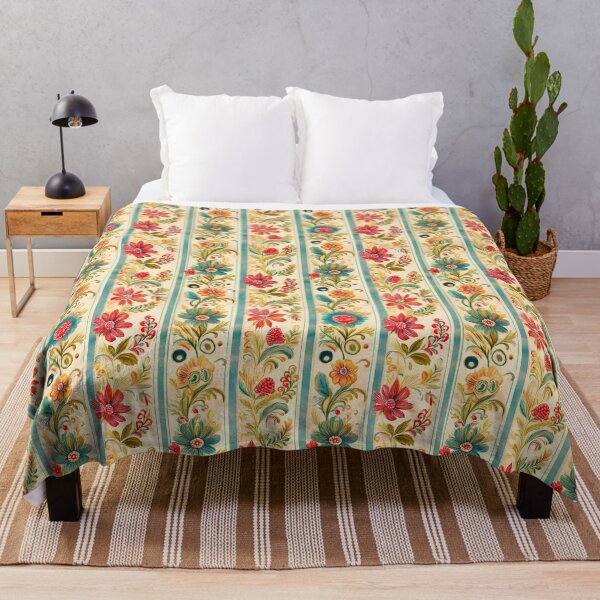 Item preview, Classic country cottage style floral and green stripes for product design designed and sold by Clara Fruggeri.