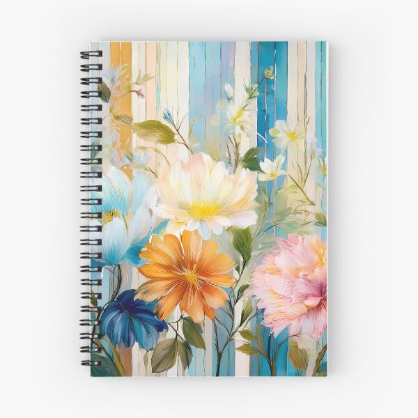 Item preview, Vintage Blossom and Stripes pattern in Shades of Blue cottagecore watercolor  designed and sold by Clara Fruggeri.