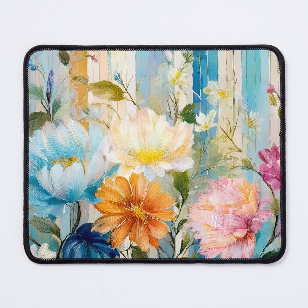 Item preview, Vintage Blossom and Stripes pattern in Shades of Blue cottagecore watercolor designed and sold by Clara Fruggeri.