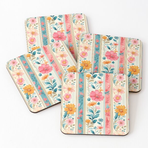 Item preview, Vintage decorative stripes pattern graphic design with blossom flowers  designed and sold by Clara Fruggeri.