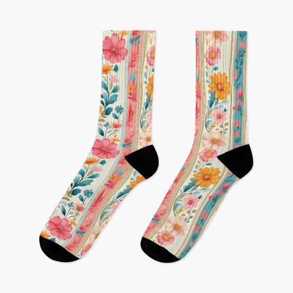 Item preview, Vintage decorative stripes pattern graphic design with blossom flowers  designed and sold by Clara Fruggeri.