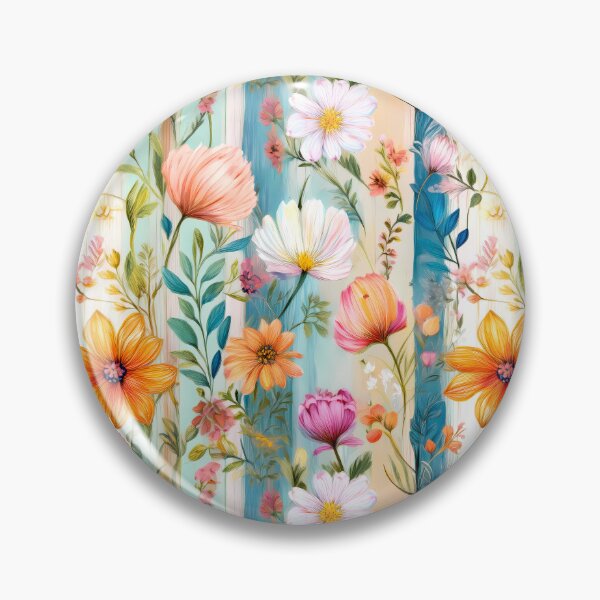 Item preview, Seamless pattern striped floral country style  with English countryside rose and orange flowers designed and sold by Clara Fruggeri.