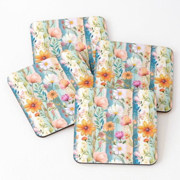 Item preview, Seamless pattern striped floral country style  with English countryside rose and orange flowers designed and sold by Clara Fruggeri.