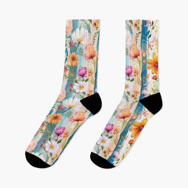Item preview, Seamless pattern striped floral country style  with English countryside rose and orange flowers designed and sold by Clara Fruggeri.