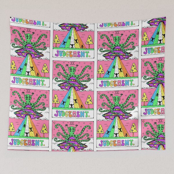 Item preview, Judgement Tarot Card Aliens UFO Rainbow Original Art Illustration designed and sold by Intergalactic Unicorn: Art by Anna Schmidt.