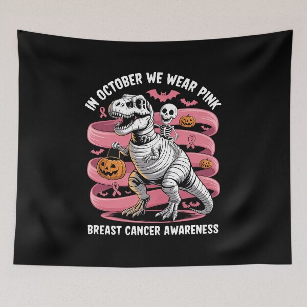 Item preview, in October We Wear Pink Dinosaur Skeleton Breast Cancer designed and sold by Sandrhaus.