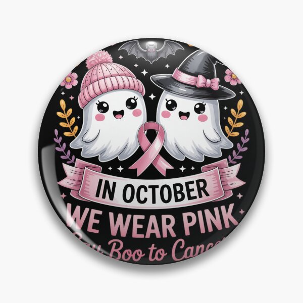 Item preview, in October We Wear Pink Ghost Witch Breast Cancer Awareness designed and sold by Sandrhaus.