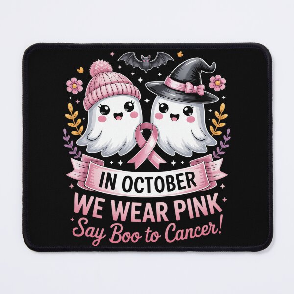 Item preview, in October We Wear Pink Ghost Witch Breast Cancer Awareness designed and sold by Sandrhaus.