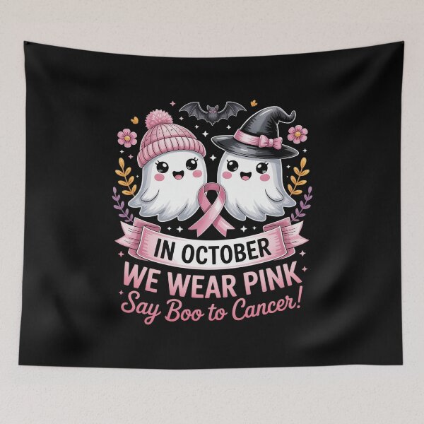 Item preview, in October We Wear Pink Ghost Witch Breast Cancer Awareness designed and sold by Sandrhaus.