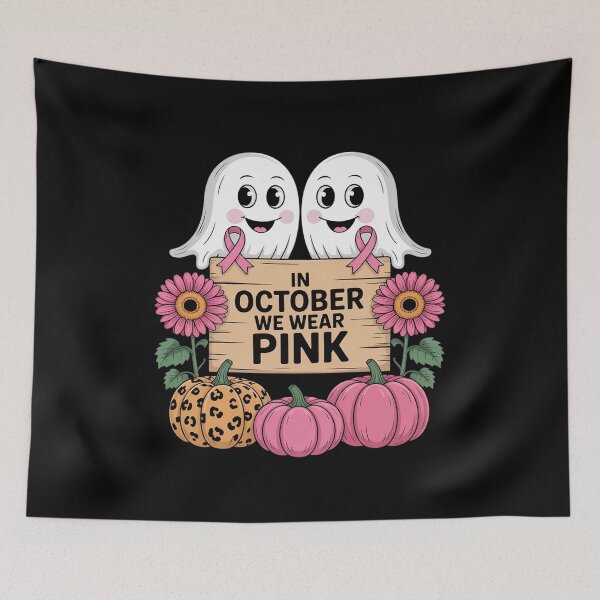 Item preview, in October We Wear Pink Shirt Ghost Breast Cancer Awareness designed and sold by Sandrhaus.