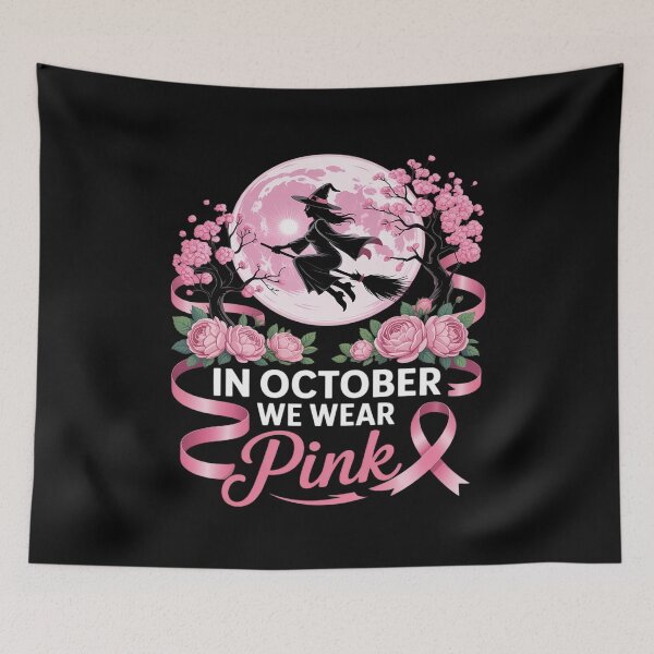 Item preview, in October We Wear Pink Witch Halloween Breast Cancer designed and sold by Sandrhaus.