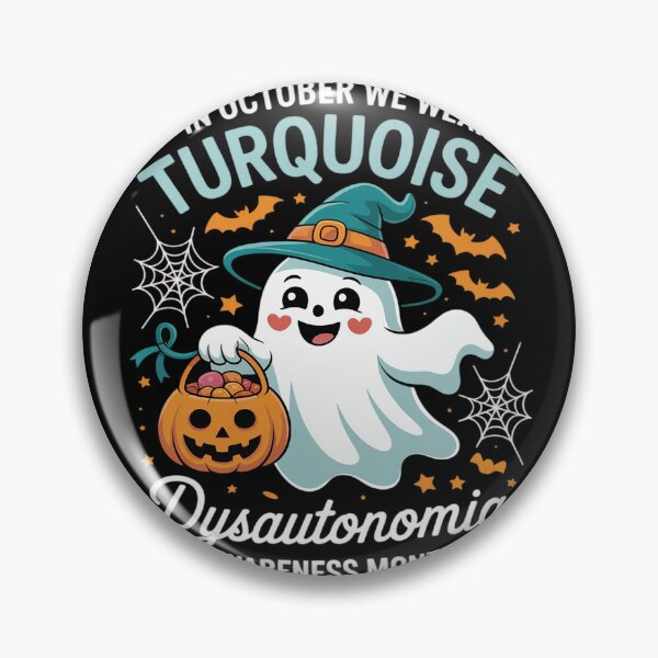 Item preview, In October We Wear Turquoise Dysautonomia Awareness Ghost designed and sold by Sandrhaus.