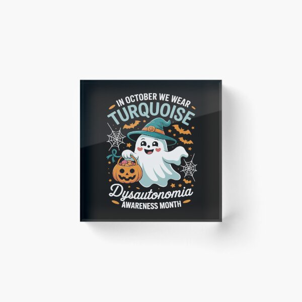 Item preview, In October We Wear Turquoise Dysautonomia Awareness Ghost designed and sold by Sandrhaus.