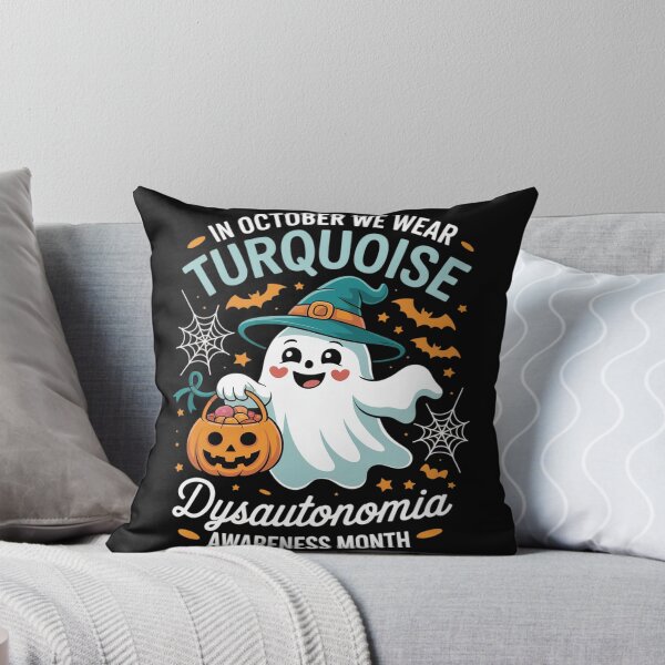 Item preview, In October We Wear Turquoise Dysautonomia Awareness Ghost designed and sold by Sandrhaus.
