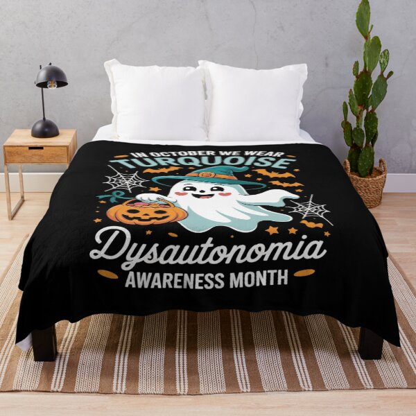 Item preview, In October We Wear Turquoise Dysautonomia Awareness Ghost designed and sold by Sandrhaus.