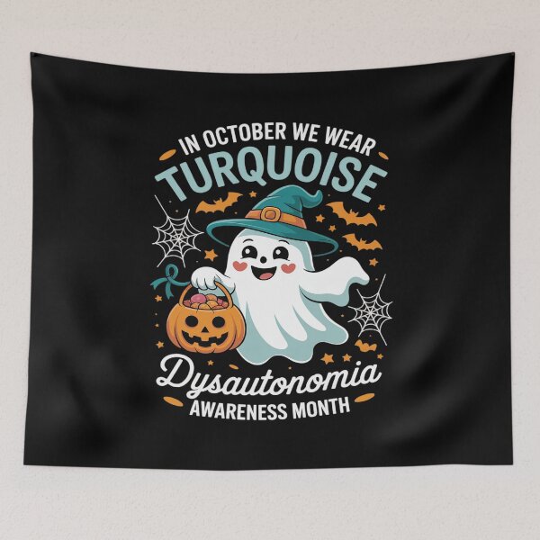 Item preview, In October We Wear Turquoise Dysautonomia Awareness Ghost designed and sold by Sandrhaus.