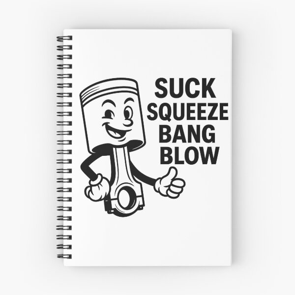 Item preview, Suck Squeeze Bang Blow – Retro Cartoon Piston Engine Cycle Design designed and sold by Motor-Supplies.