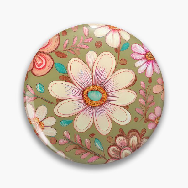 Item preview, Whimsical floral wonderland retro art 60s 70s designed and sold by Clara Fruggeri.