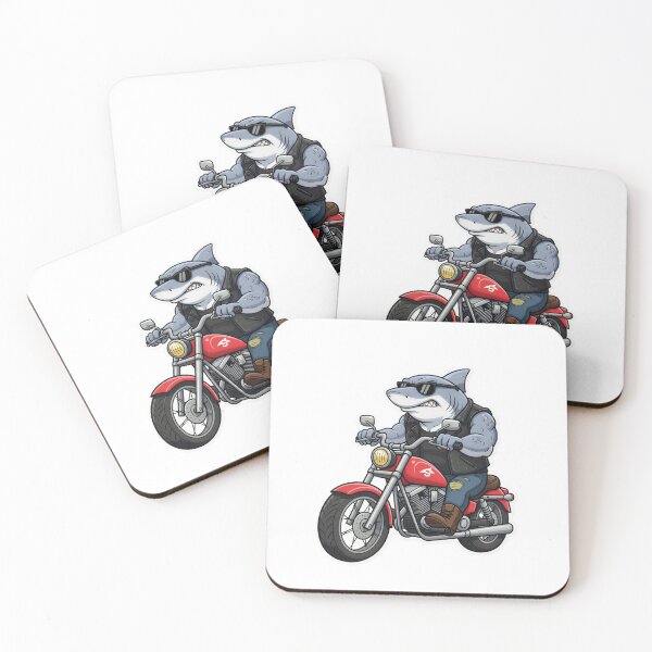 Item preview, Biker Shark Sticker: Cool Motorcycle Riding Shark in Leather Vest and Sunglasses designed and sold by XM STOREZ .