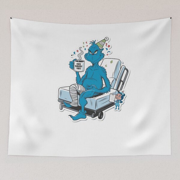 Item preview, Grinch Inspired Recovery Humor Art – Funny Furry Creature Hospital Illustration designed and sold by jimikoyallin.