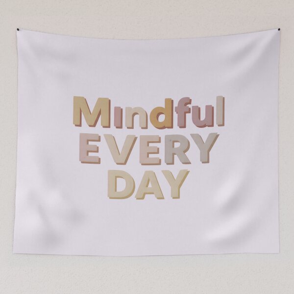 Item preview, Mindful Every Day – Mindfulness Quote, Mental Wellness Motivation, Positive Reminder, Pastel Aesthetic Typography Design designed and sold by PureBrain.
