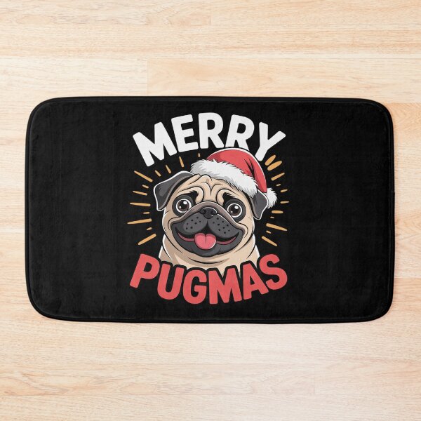 Item preview, Merry Pugmas Pug Dog Santa Hat Christmas  designed and sold by THagBlue.