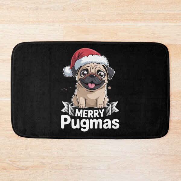 Item preview, Merry Pugmas Pug Dog Santa Hat Christmas  designed and sold by THagBlue.